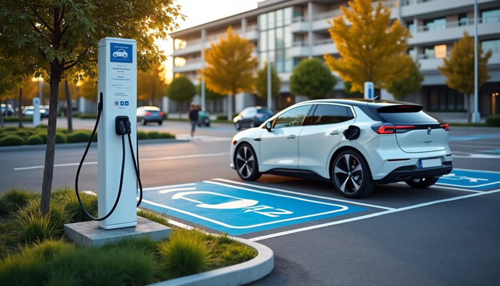 Réglementation du parking avec borne de recharge véhicule électrique ERP