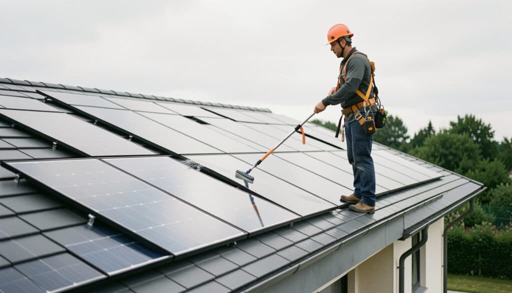 Nettoyer une toiture avec panneaux solaires sans risque