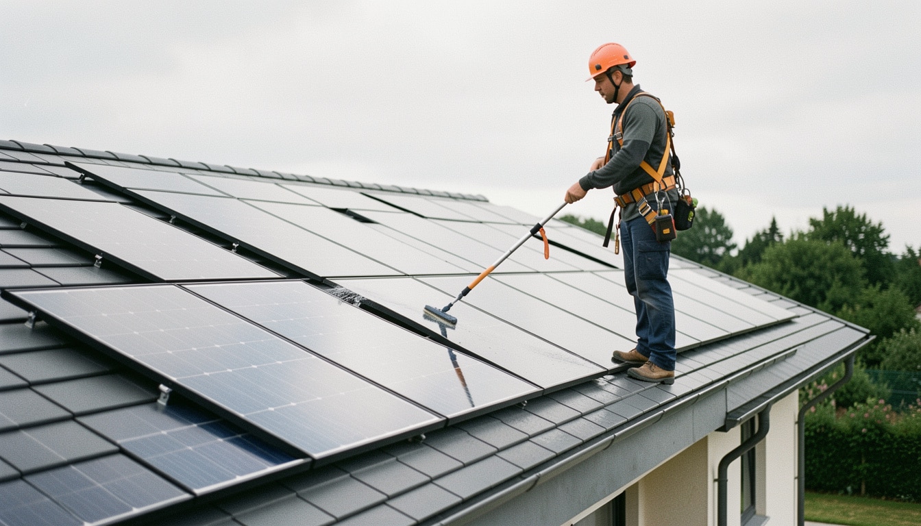 Nettoyer une toiture avec panneaux solaires sans risque